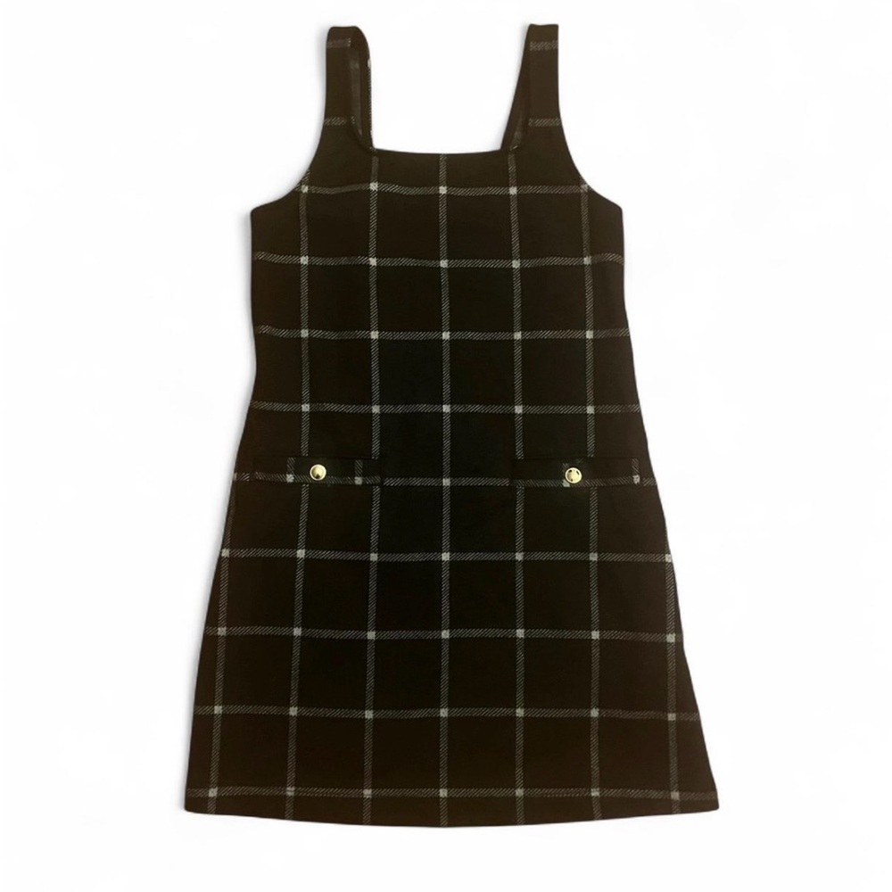 Abercrombie Kids Black and White Plaid Jumper Dress